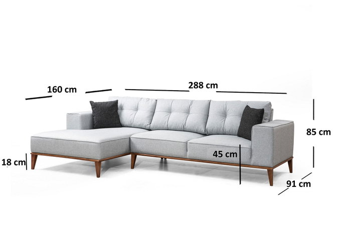 Atelier Del Sofa Sofá Cama Esquinero Izquierdo Gris Claro (Chl+3R) 288 x 160 cm